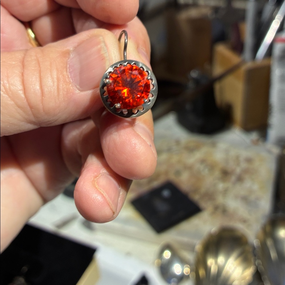 Beautiful Red Sterling Crystal Drop Earrings